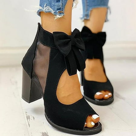 

Babysbule Sandals for Women New Arrivals Women s Solid Hollow Out High Heel Casual Vacation Open Toe Women s Beach Sandals