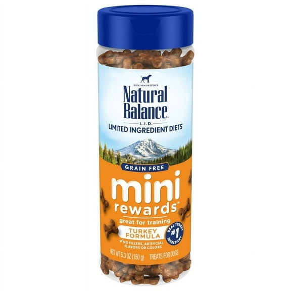 Natural Balance Limited Ingredient Mini-Rewards Turkey Grain-Free Dog Training Treats for Dogs | 5.3-oz. Canister