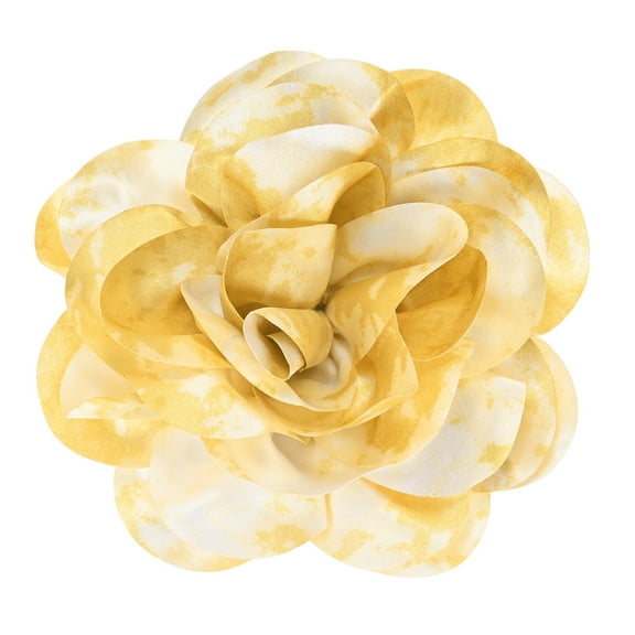 Extra Large Rose Flower Brooches, 8 Inch Lapel Pins Dainty Satin Fabric Big Camellia Oversized Brooch Pin [20cm, Yellow]