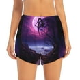 thumbnail image 2 of Susaid Purple Moon Tree Night Sky Print Women's High Waisted Running Shorts Quick Dry Athletic Gym Track Workout Shorts Zip Pocket-Large, 2 of 7