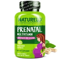 NATURELO Prenatal Multivitamin with Gentle Chelated Iron, Methyl Folate, Plant Calcium & Choline - Vegan, Vegetarian - Non-GMO - Gluten Free - 180 Capsules - 2 Month Supply