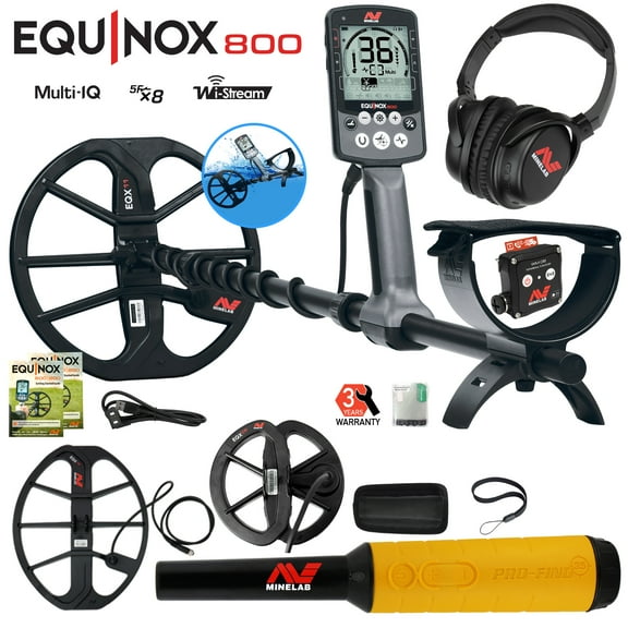 Minelab Equinox 800 Metal Detector w/ 6" Coil, 15" Coil & Pro-Find 35 Pinpointer