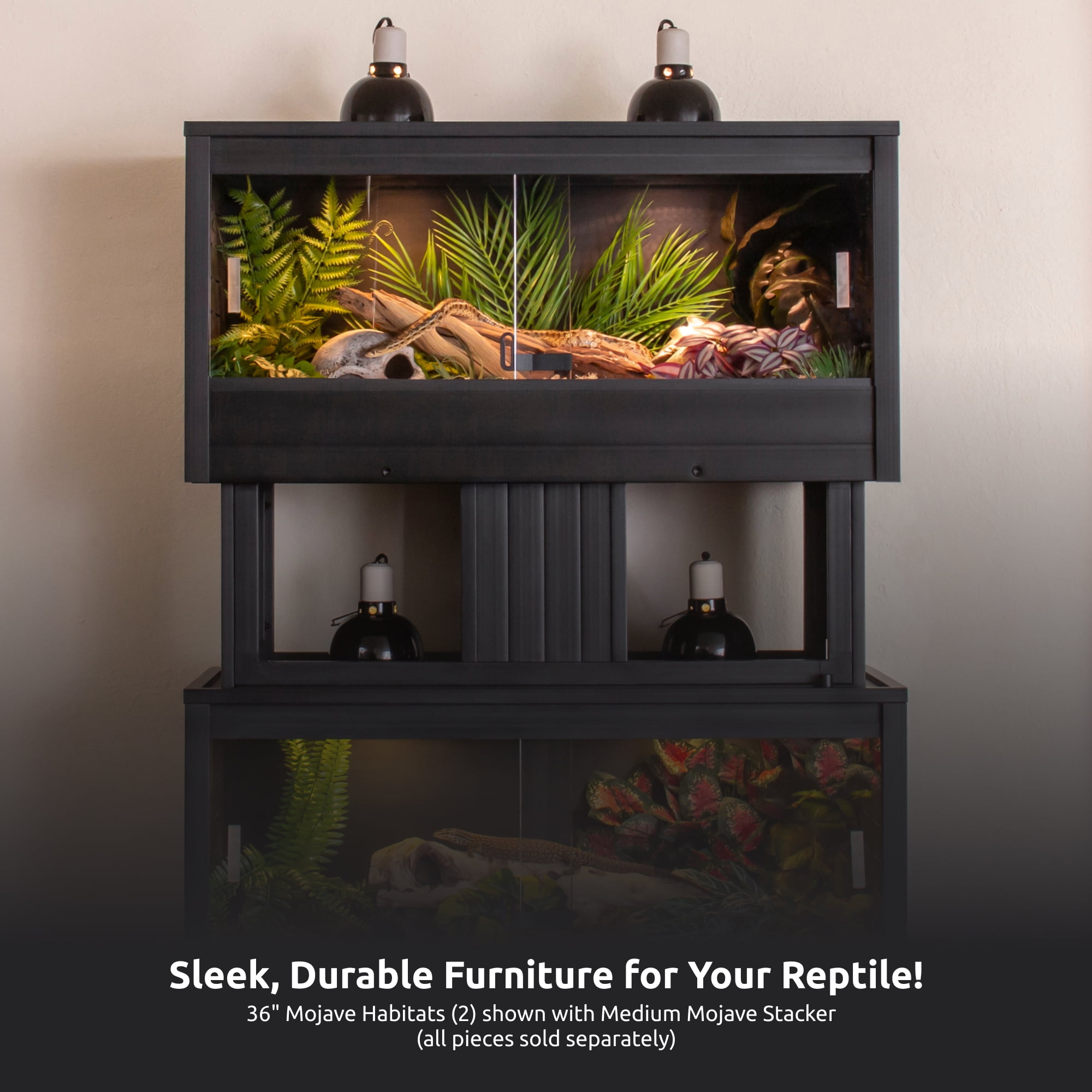 New Age Pet® ECOFLEX® Mojave Reptile Habitat Stacker in Medium 36" Black for Lighting