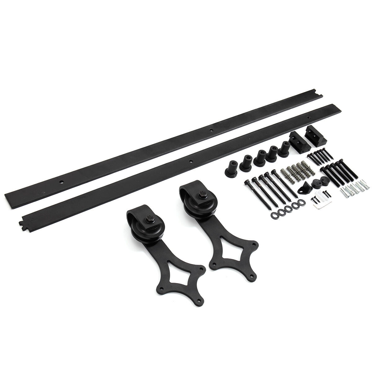 Kepooman 6 ft Sliding Barn Door Hardware Kit, Carbon Steel Door Track Hardware Tools - Fit 35" Wide Door Panel Kepooman 6 ft Sliding Barn Door Hardware Kit, Carbon Steel Door Track Hardware Tools - Fit 35" Wide Door Panel