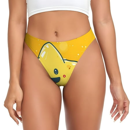 Qokaie Happy Cartoon Star Printed Women s Cotton Thong Underwear  Sexy Breathable Panties G-string-Large