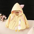 thumbnail image 5 of Vdoaml Toddler Girls Hooded Windbreaker Jacket Kids Cute Duck Embroidery Zip Up Outerwear Children Long Sleeve Coat 12-18 Months Yellow, 5 of 5