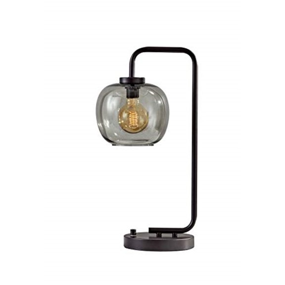 Adesso Ashton Table Lamp Matte Black Smoked Glass