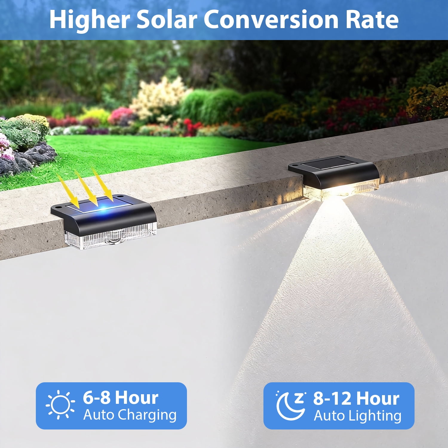 Solar Fence Lights Outdoor , Solar Step LED Lights Waterproof for Outdoor Stairs, Fence, Yard, Patio, Pool and Pathway(Warm White)