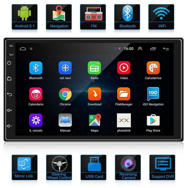 AUOK MP5 Reproductor,Pantalla para Auto,Pantalla táctil capacitiva de 7 Pulgadas, Radio FM, WiFi, GPS, Mirrorlink, cámara de Respaldo, se Adapta a la mayoría de los automóviles
