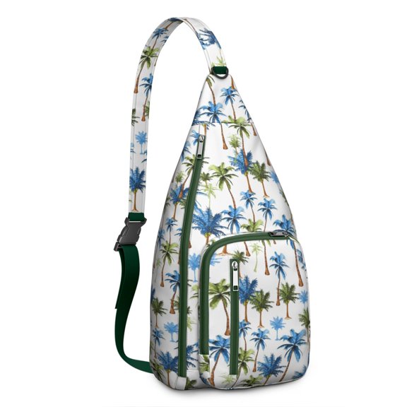 Hawaiian Print Sling Bag for Women & Men, Multi-Pocket Crossbody Bag with Hide the Keyhole, Stylish & Comfortable