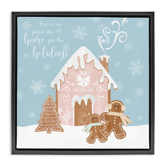 Stupell Industries Farmhouse Holiday Gingerbread Family Black Floating Frame Canvas Art, 18 x 18, by Natalie Carpentieri