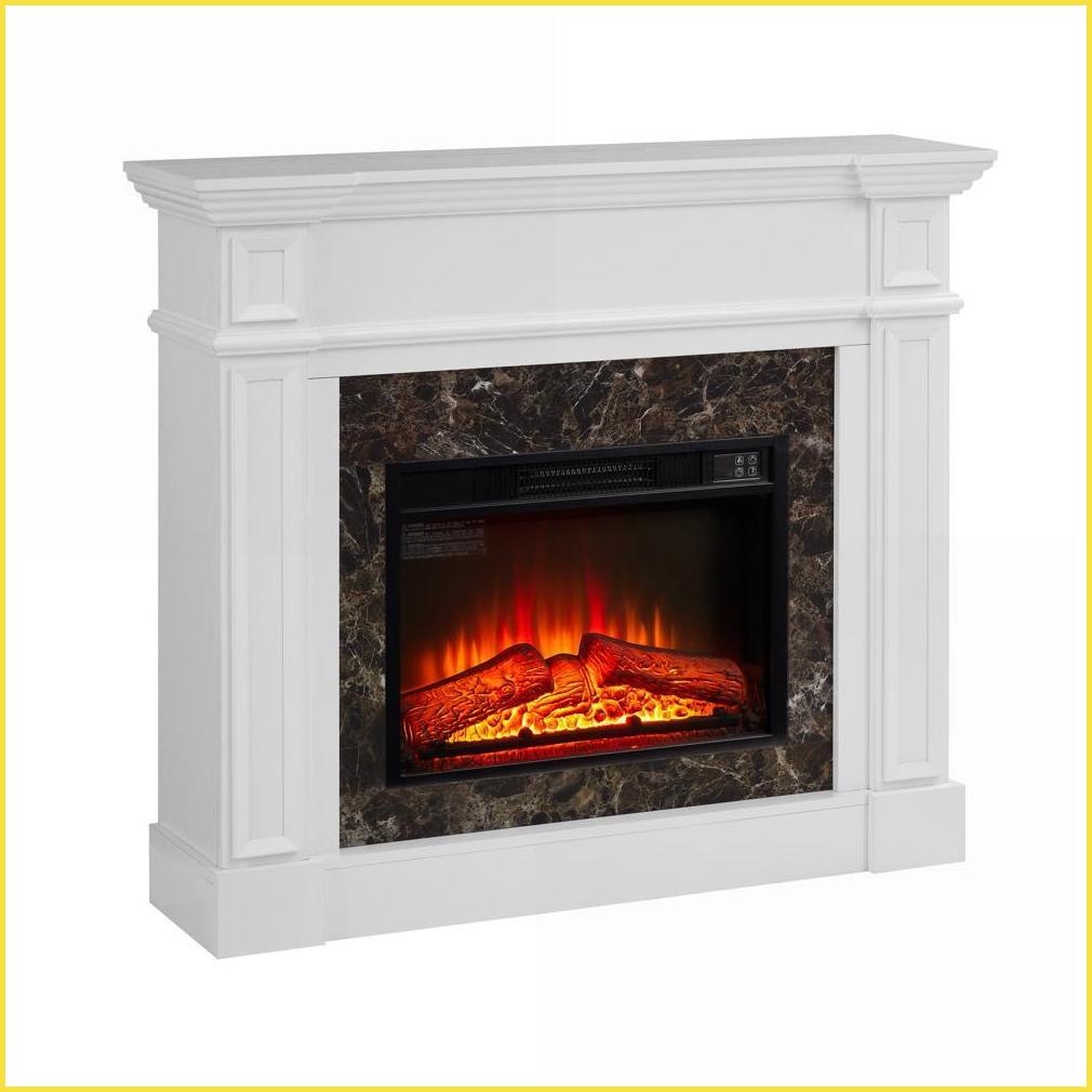 Electric Fireplace Mantel, 45.7”W Freestanding Heater with Remote, Timer, LED Flame | White | MDF