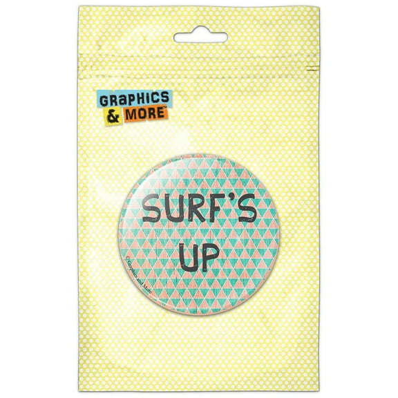 Surf's Up Geometric Surfer Beach Pinback Button Pin Badge