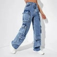 thumbnail image 6 of 2026 New Fashion Women's Jeans Cargo Pants High Waist Flap Pockets Loose Fit Women's Pants, 6 of 6