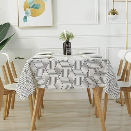 Rectangle Tablecloth Geometric Style Cotton Linen Table Cloth Dust Proof Cover For Kitchen Dinning Tabletop Decoration Oblong 52 X 90 6 8 Seats White Canada Rectangle Tablecloth Geometric Style, What Size Tablecloth For A Round Table That Seats 8