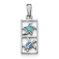 thumbnail image 1 of Sterling Silver Rhodium-Plated Blue Created Opal Starfish Turtle Pendant (29.7 X 10.4) Made In China qp4874, 1 of 5