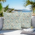 thumbnail image 3 of Outdoor Waterproof Throw Pillow Covers Set of 2 Blue Camellia Floral Pillowcases Square Outdoor Pillows Cushion Case 16x16 Inch Leaves Branch Retro Flowers Patio Pillows for Couch Sofa Bed, 3 of 9