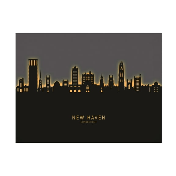 Michael Tompsett 'New Haven Connecticut Skyline Glow II' Canvas Art