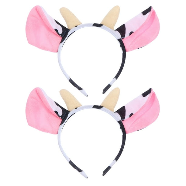 Diademas con orejas de vaca adorables, diadema de felpa suave, diadema con orejas de vaca, diadema con orejas de Animal, accesorio de Cosplay, 2 uds.