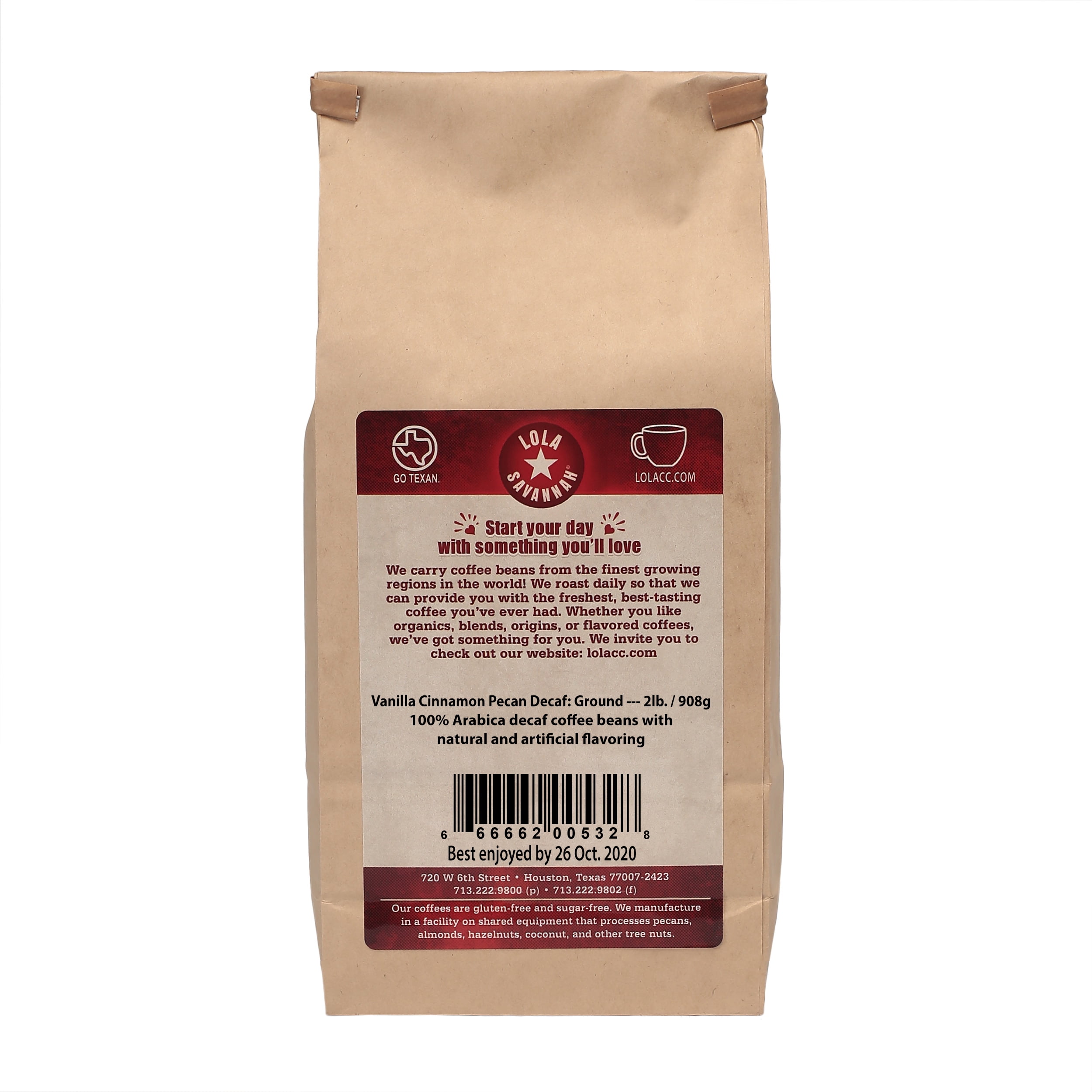 Lola Savannah Vanilla Cinnamon Pecan Ground Coffee - Decaf 2lb Bag