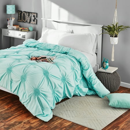 Mainstays Circle Ruched Solid Microfiber Comforter Walmart Com