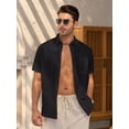 thumbnail image 6 of sogami Men's Cotton Linen Short Sleeve Button Up Shirt Casual Summer Beach Shirt, 6 of 9