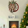 thumbnail image 5 of Decoraciones navideñas - Corona de Navidad para puerta de entrada, corona de invierno - Corona de rueda de carreta de granja, decoración del hogar para exterior, interior, arrecife, ventanas, pared, d, 5 of 5