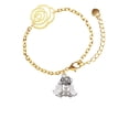 thumbnail image 2 of Delight Jewelry Silvertone Dog Angel Gold-tone Flower Link Chain Bracelet, 6.75"+2" Extender, 2 of 4