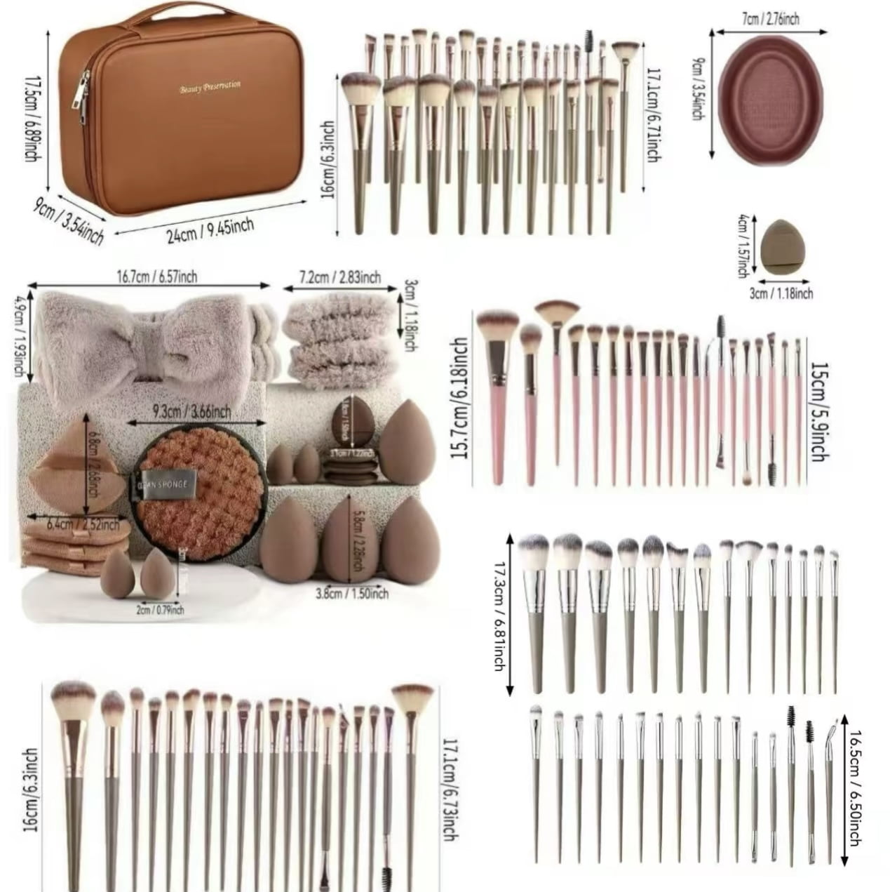 ROHAJSHOP Makeup Brush Set 67 Pcs, Foundation Powder Concealers Eye Shadows Blush Makeup Brushes ,puffs, sponges and Travel bag