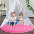 thumbnail image 5 of Junovo Round Fluffy Area Rugs For Kids Girls Princess Castle Plush Shaggy Carpet Cute Circle Nursery Rug For Kids Room Bedroom Living Room,4'x4',Hot Pink, 5 of 7