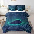 thumbnail image 1 of Erosebridal Checkered Bedding Queen Size, Futuristic Stripes Bedding Sets Queen Size, Abstract Geometric Comforter Sets with Sheets, Ultra Soft Room Decoration, 7pcs, 1 of 5