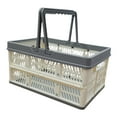 thumbnail image 3 of Ximing Foldable Shopping Basket Portable Grocery Basket Picnic Basket Market Grocery Supplies Reusable Retail Store Use Store Basket Gray White, 3 of 9