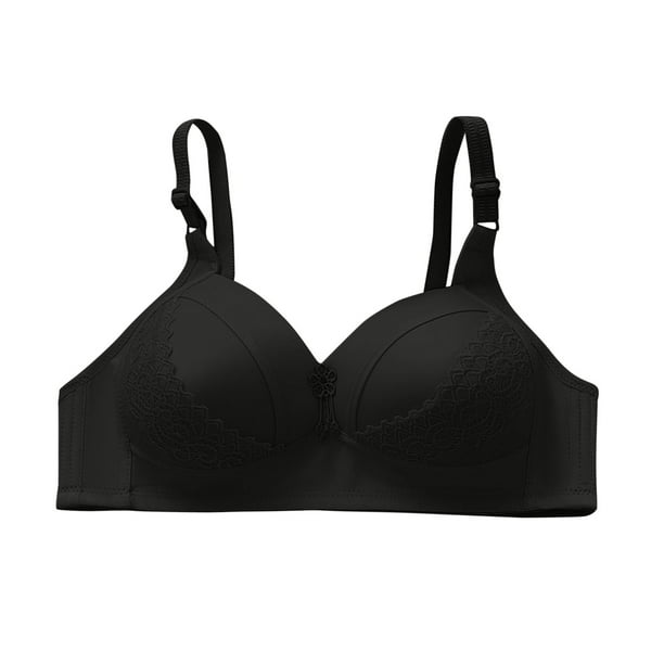 Aayomet Womens Sports Bras Underwear Comfortable Push Up Side Collection  Lace Bra (Black, 38)