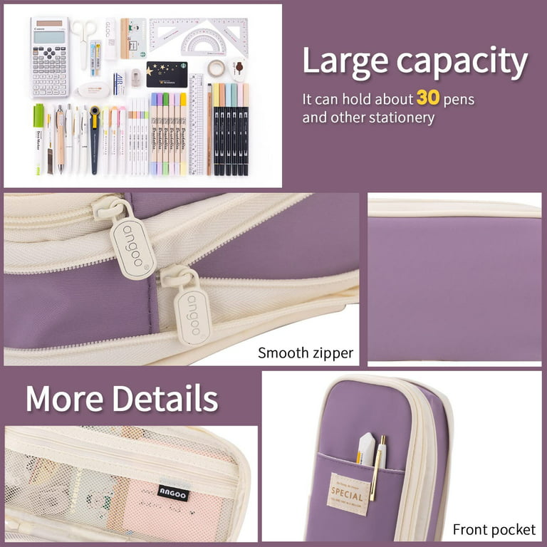Large Zip Pencil Case Pen Box School Stationery Cosmetic Makeup Pouch  Zipper Bag