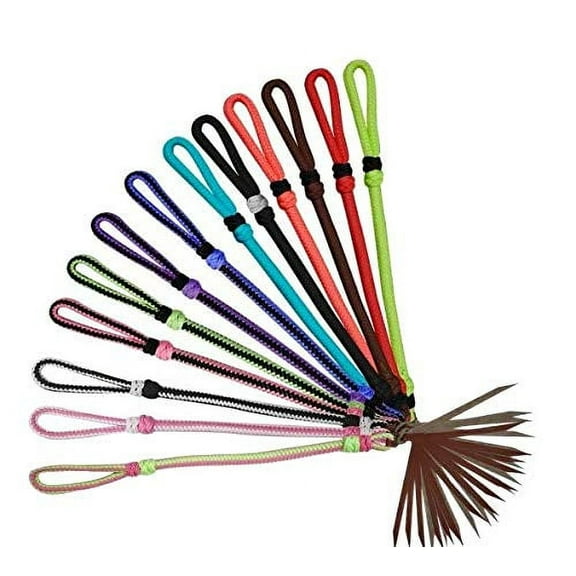 Showman Braided Nylon Quirt Wrist Loop w/ Leather Popper (Black)