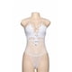 thumbnail image 3 of Body de encaje sexy para mujer Ropa de dormir Ropa interior de malla con vendaje en V profundo, Blanco, S Vogacara XX000221-01, 3 of 7