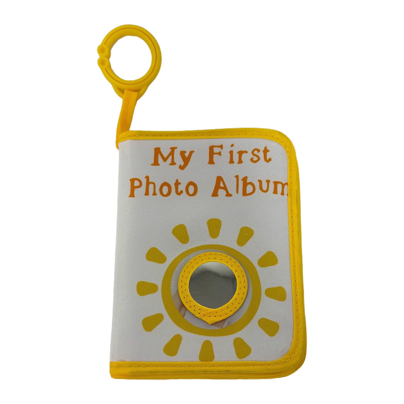 NFTIGB My First Photo Album Soft Cloth Family Book with Safety Mirror for Newborn Toddlers Polyester Cotton Yellow