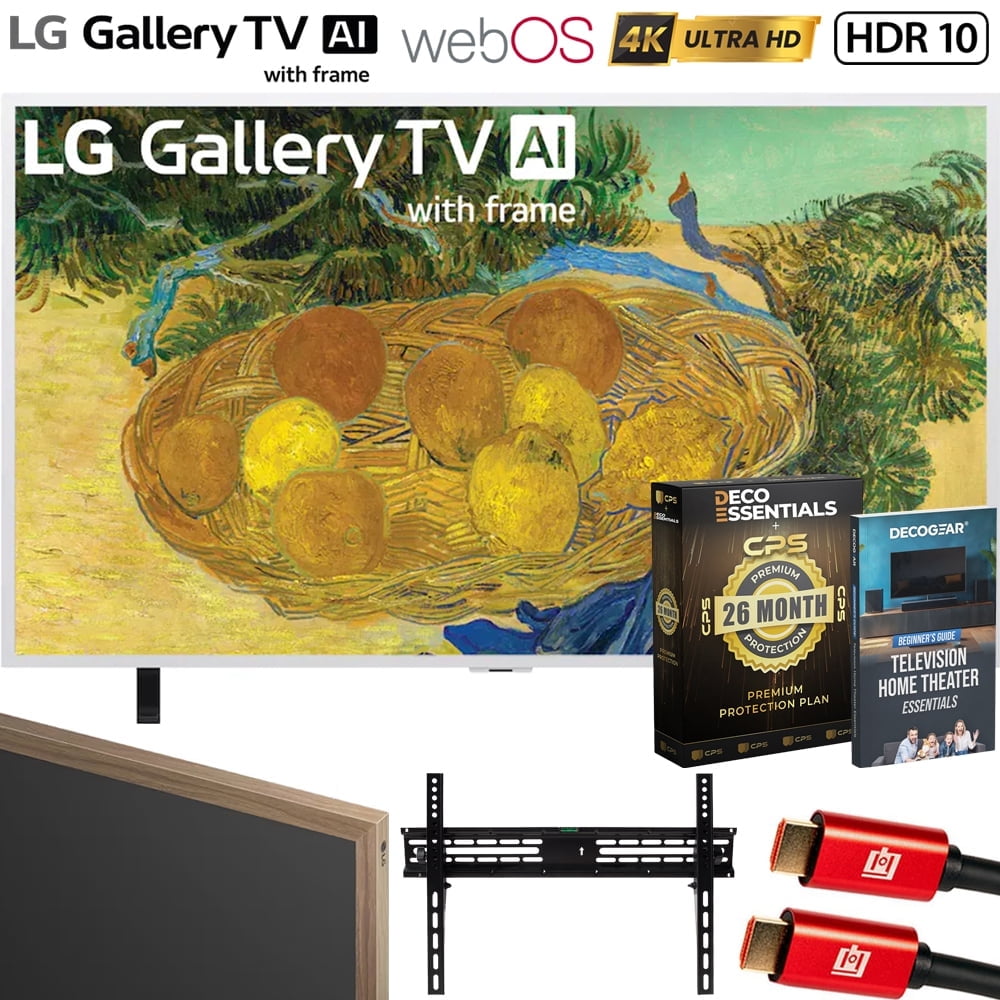 LG 55" Gallery TV with Frame LX7B Mini LED 4K TV 2026 Bundle with Natural Wood Magnetic Frame, 26 Month CPS Protection Pack, 2x HDMI Cable, Wall Mount and Deco Gear Home Theater Beginner's Guide