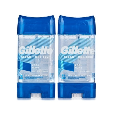 2 Pack Gillette Clear + Dri-Tech COOL WAVE Anti-Perspirant Deodorant 2