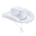 thumbnail image 1 of Tiara para mujer, sombrero de vaquera, sombrero de fiesta occidental, accesorios, disfraz de discoteca, sombrero de vaquero blanco, 1 of 4