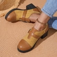 thumbnail image 6 of Womens Brown Chunky Heel Mary Jane Shoes - 3 Inch Block Heel Comfort Pumps, Round Toe Buckle Strap, Retro Faux Suede & Patent Vegan Faux Leather,Size 7.5, 6 of 9