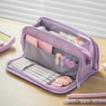 thumbnail image 6 of Pencil Case - Large Capacity Hard Pen Case with Strong Zipper and Aesthetic Design, Carrying Handle Stationery Organizer Pencil Pouch with Compartments for College, office, Travel(Pink), 6 of 6