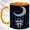 Orange, variant on Crescent Moon Astronaut Coffee Mug, Space Night Mug, Ceramic 11 oz
