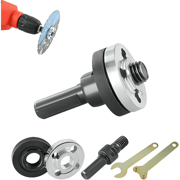 Electric drill to angle grinder adapter set with connecting rod, 6mm and 10mm drill bit spindle adapters (with wrench), for polishing, cutting wood, grinding jade, and removing rust.
