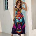 thumbnail image 2 of Tiger Animal Graffiti Sleeveless Dress Woman Fashion Long Dresses Women's Summer Suit Dress 2025, 2 of 7