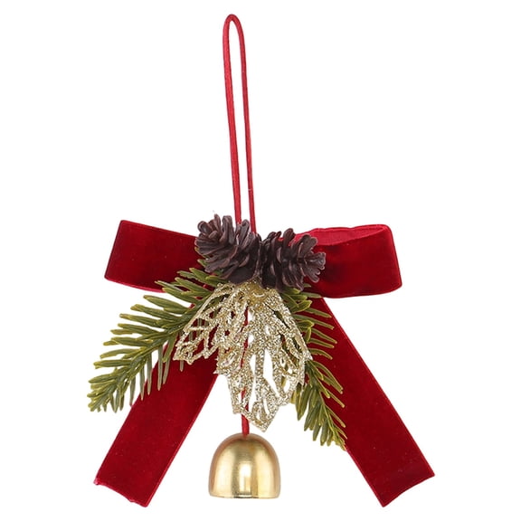 Christmas Hanging Ornament Set,Assorted Bow Bell Decorations With Pinecone Accents, Holiday Tree Ornaments For Christmas Tree, Wreath, Garland, Indoor Home Decor(Style E)