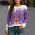 thumbnail image 7 of Women's Christmas Printed Round Neck Sweatshirt, Long Sleeve Casual Pullover Top, Raglan Sleeve Holiday Graphic Fall Winter Clothes,Purple,4XL, 7 of 7