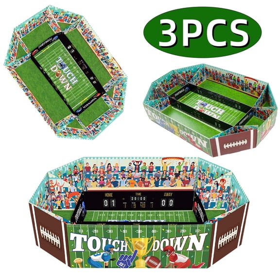 Football Food Tray Football Party Favors Disposable Paper Food Display Snack Trays Serving Dishes for Sport Birthday Football Party Serving Supplies 3Pcs Set 1