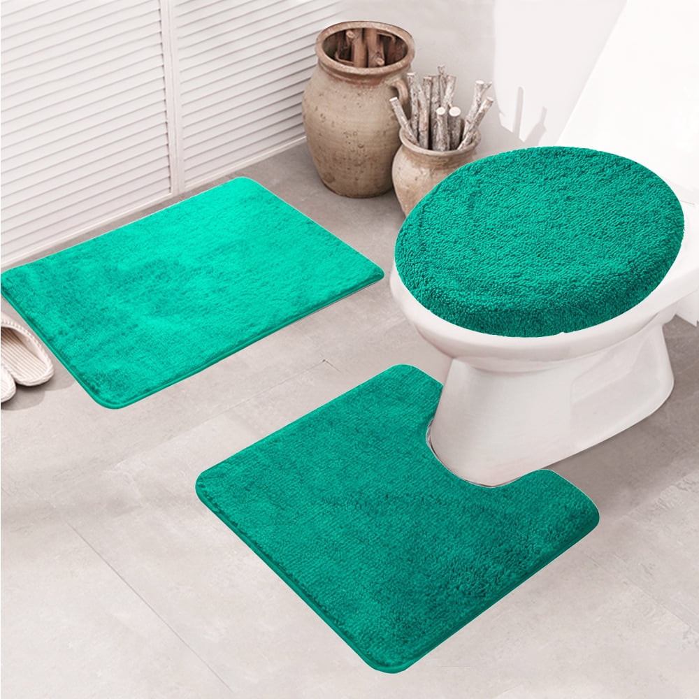 Bathroom Rug Set, 3 Pieces Shaggy Soft Non-Slip Mats Absorbent Toilet ...