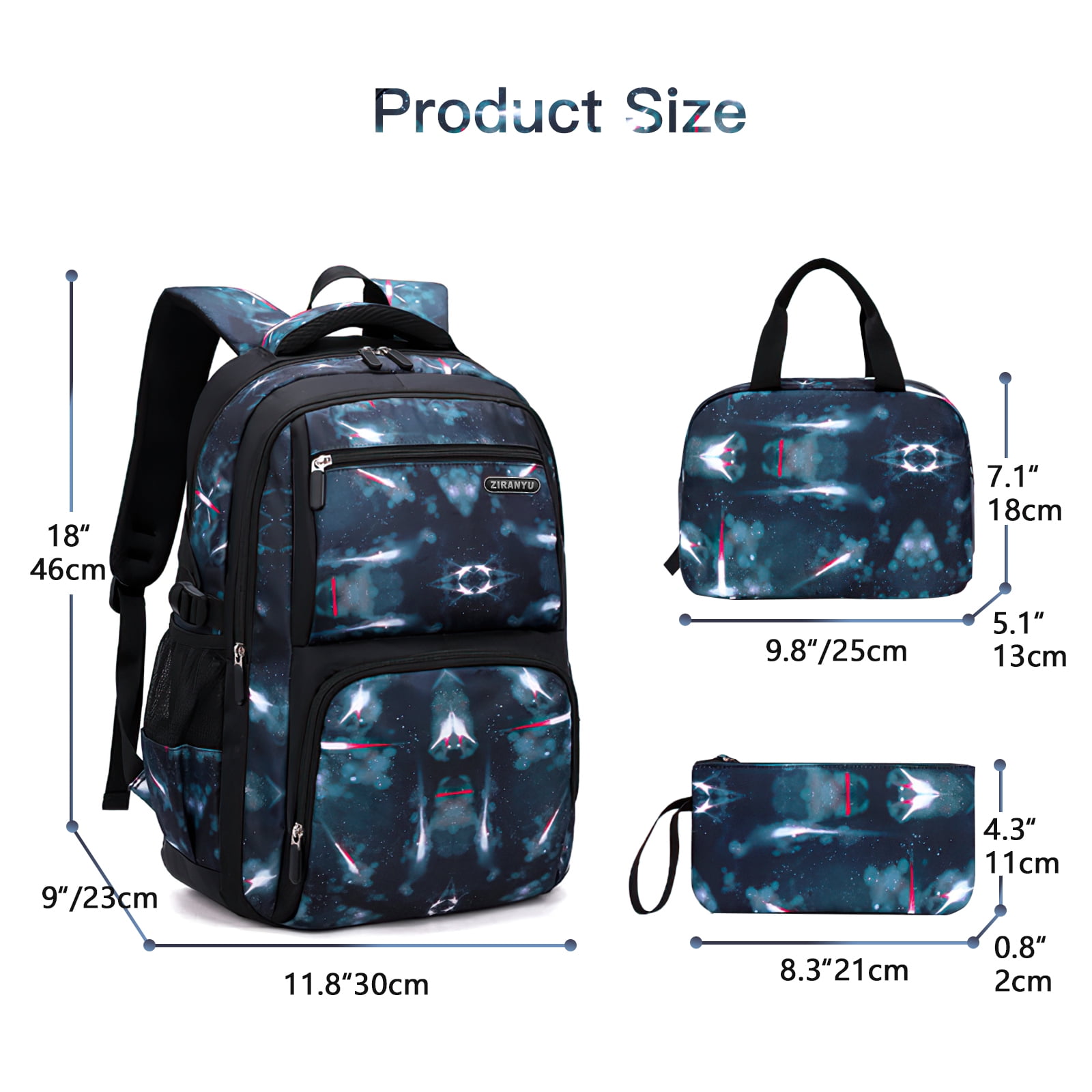 Kadyn 3 Piece School Backpack Sets with Lunch Bag and Pencil Bag, Book Bag for School, Dark Blue Kadyn 3 Piece School Backpack Sets with Lunch Bag and Pencil Bag, Book Bag for School, Dark Blue